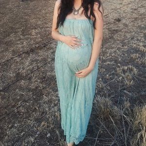 Sage/mint green sleeveless lace maxi dress